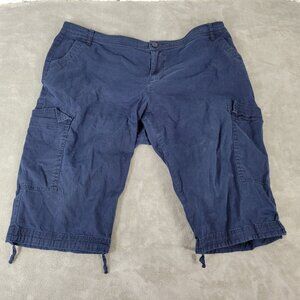 Chaps Womens Pants 16W Plus Cargo Capri Blue Zip Fly Lightweight CAO61E